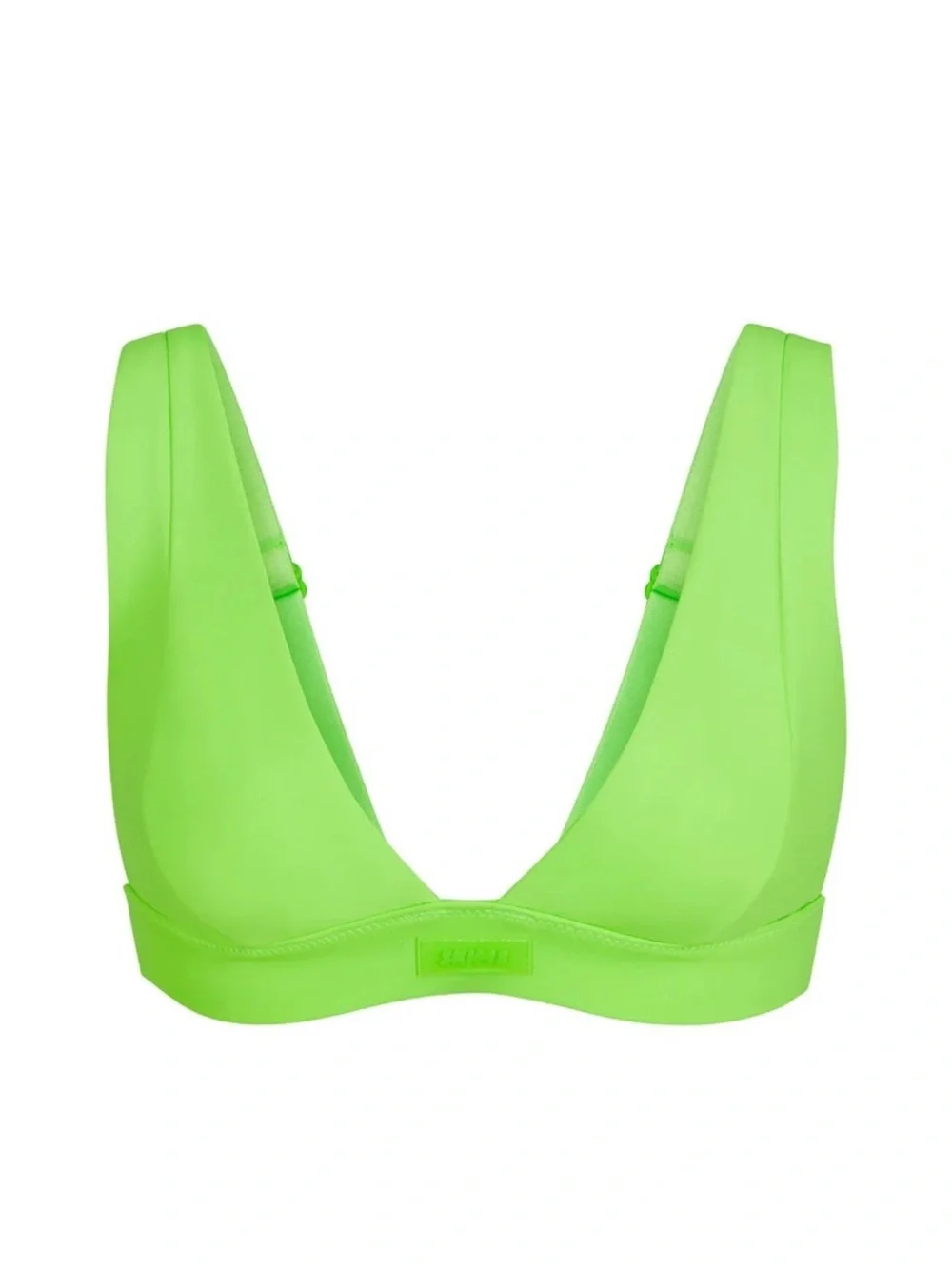 NEW NWT SKIMS PLUNGE BIKINI SIGNATURE SWIM TOP NEON GREEN MEDIUM M TRIANGLE